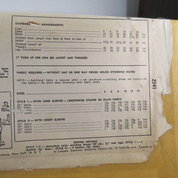 Simplicity 2541 clothing pattern boys size 12 Pajamas, pants, shirt (complete - Picture 5 of 9